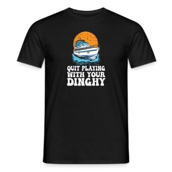 Funny Motorboating Quote Quit Playing With Your - Men's T-Shirt - black - Front - AI Model Male 178 light (178cm)
