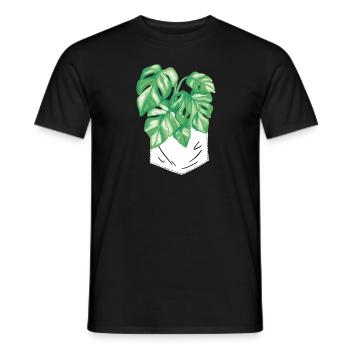 Monstera Deliciosa Albo Plante d’intérieur botanique - T-shirt homme - noir - Devant - AI Model Male 178 light (178cm)