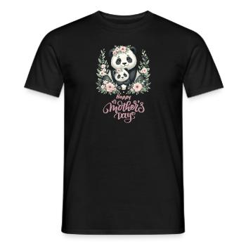 Happy Mother's Day Floral Wreath Mum Panda - Männer T-Shirt - Schwarz - Vorne - AI Model Male 178 light (178cm)