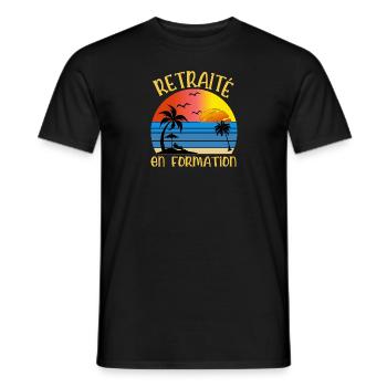 retraité en formation - T-shirt homme - noir - Devant - AI Model Male 178 light (178cm)