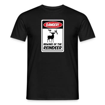 Vorsicht vor den Rentieren! (Gefahrenvariante) - Männer T-Shirt - Schwarz - Vorne - AI Model Male 178 light (178cm)