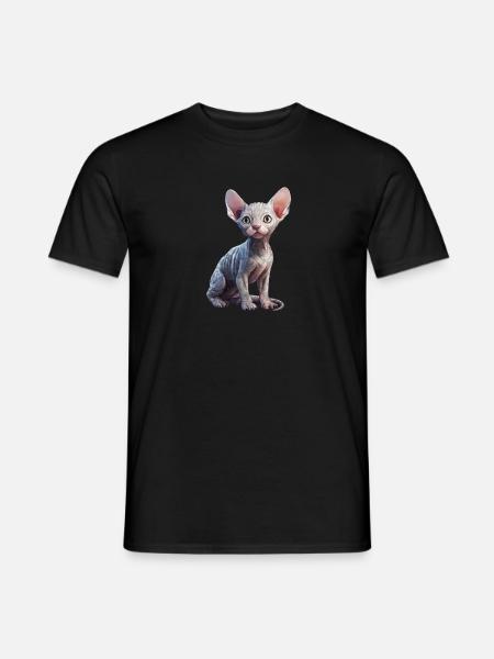 Cat porcelain sphynx - Men's T-Shirt - black