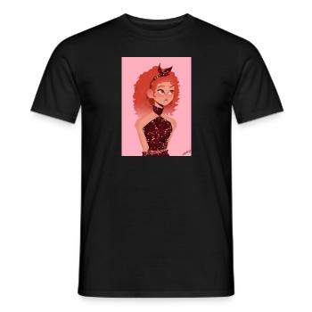 Illustration eines animierten Mädchens mit roten ✨ Haaren - Männer T-Shirt - Schwarz - Vorne - AI Model Male 178 light (178cm)