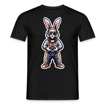 Cool Gamer Bunny With Sunglasses - Men's T-Shirt - black - Front - AI Model Male 178 light (178cm)