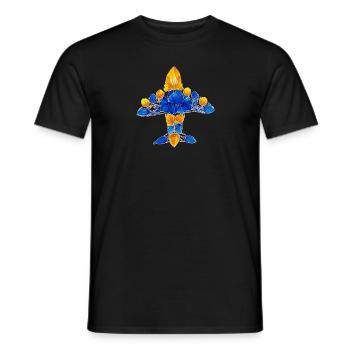 Mriya plane. The largest.Petrykivka Ukrainian art - Men's T-Shirt - black - Front - AI Model Male 178 light (178cm)