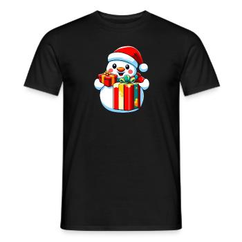 bonhomme de neige avec cadeaux - T-shirt homme - noir - Devant - AI Model Male 178 light (178cm)