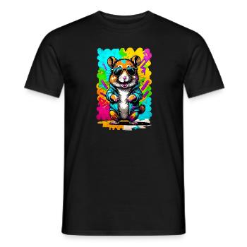 Cooler Hamster mit Sonnenbrille im Grafitti-Stil - Männer T-Shirt - Schwarz - Vorne - AI Model Male 178 light (178cm)