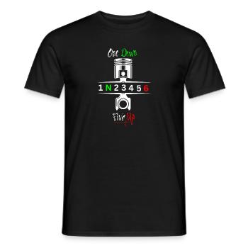 Motorrad Gänge Schaltung 1N23456 - Männer T-Shirt - Schwarz - Vorne - AI Model Male 178 light (178cm)