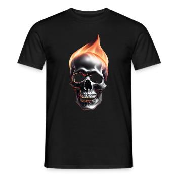 Skull on fire - Men's T-Shirt - black - Front - AI Model Male 178 light (178cm)