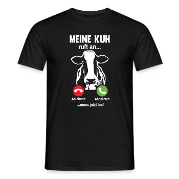 Meine Kuh ruft an Bauer Landwirt Kühe - Männer T-Shirt - Schwarz - Vorne - AI Model Male 178 light (178cm)