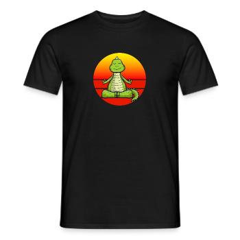 Yoga Dino, Meditation Yoga für Kinder und Eltern - Männer T-Shirt - Schwarz - Vorne - AI Model Male 178 light (178cm)