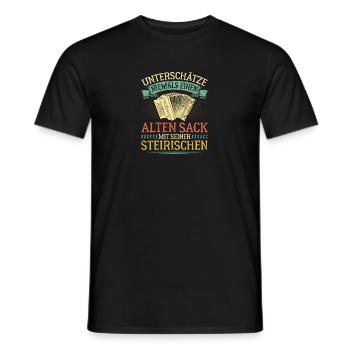 Alter Sack Mit Steirische Harmonika, Lustiges - Männer T-Shirt - Schwarz - Vorne - AI Model Male 178 light (178cm)