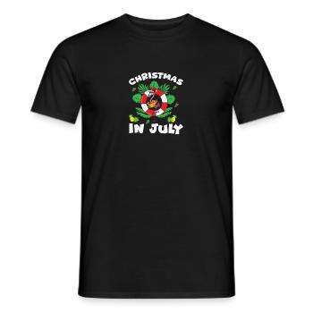 Flamant rose avec chapeau de Noël, Drôle de Noël dans - T-shirt homme - noir - Devant - AI Model Male 178 light (178cm)