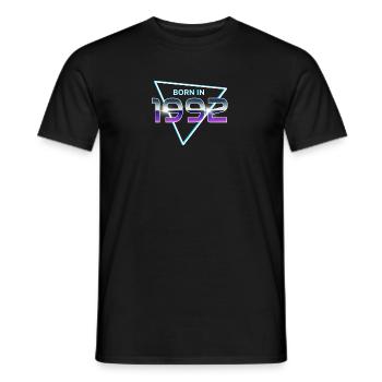 Né en 1992 Année de naissance 1992 Vintage 90s Design - T-shirt homme - noir - Devant - AI Model Male 178 light (178cm)