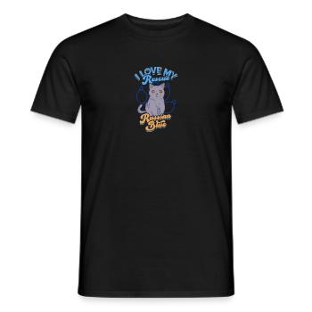 Ich liebe meine Rettung Russian Blue - pelzig - Männer T-Shirt - Schwarz - Vorne - AI Model Male 178 light (178cm)