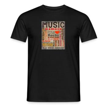 La musique est - T-shirt homme - noir - Devant - AI Model Male 178 light (178cm)