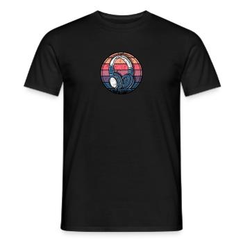 Casque avec fond de couleur rétro - DJ - T-shirt homme - noir - Devant - AI Model Male 178 light (178cm)