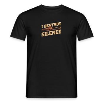 I destroy silence - trombone - Men's T-Shirt - black - Front - AI Model Male 178 light (178cm)