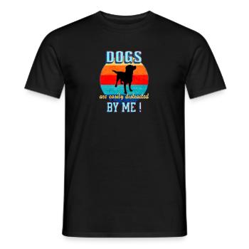 T-shirt de chien drôle, facilement distrait, humour intelligent - T-shirt homme - noir - Devant - AI Model Male 178 light (178cm)