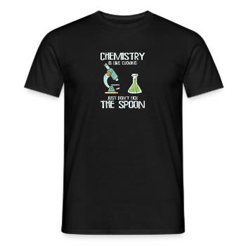 Chemistry is like cooking Just don't lick the - Men's T-Shirt - black - Front - AI Model Male 178 light (178cm)