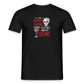 Murder Shows and Comfy Clothes and Cosmo True - Männer T-Shirt - Schwarz - Vorne - AI Model Male 178 light (178cm)