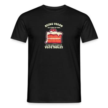 Vegan is a piece of cake if that cake is made of - Men's T-Shirt - black - Front - AI Model Male 178 light (178cm)