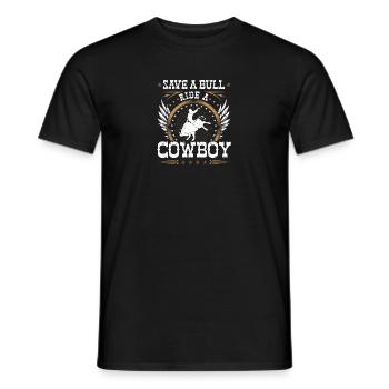 Bull Riding, Save a Bull Ride A Cowboy, Rodeo Bull - Männer T-Shirt - Schwarz - Vorne - AI Model Male 178 light (178cm)
