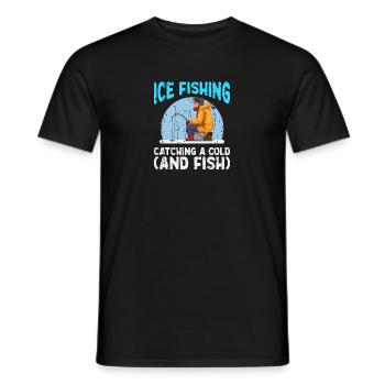 Eisfischen - Erkältung (und Fisch) - Eis - Männer T-Shirt - Schwarz - Vorne - AI Model Male 178 light (178cm)