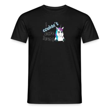Je m’en fous. Licorne drôle sinistre - T-shirt homme - noir - Devant - AI Model Male 178 light (178cm)
