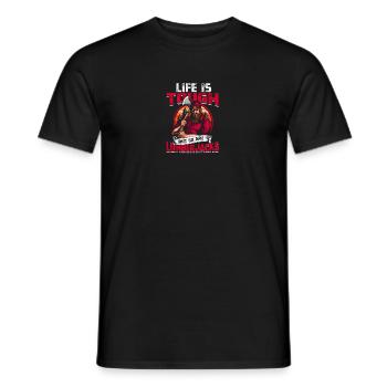 La vie est dure, mais les bûcherons aussi. - - T-shirt homme - noir - Devant - AI Model Male 178 light (178cm)