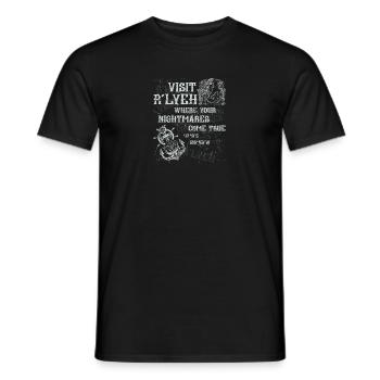 Cthulhu Visit R'lyeh Coordinates, Cosmic Horror - Männer T-Shirt - Schwarz - Vorne - AI Model Male 178 light (178cm)