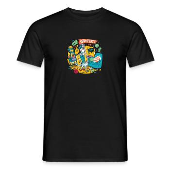 angry woman and cat - Männer T-Shirt - Schwarz - Vorne - AI Model Male 178 light (178cm)