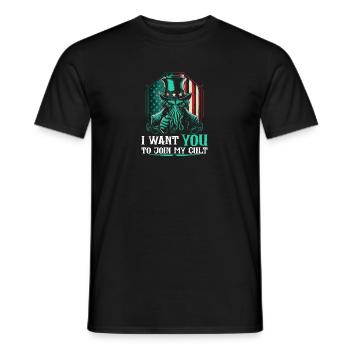 Cthulhu Cult, I Want You, Cosmic Horror Funny - Men's T-Shirt - black - Front - AI Model Male 178 light (178cm)