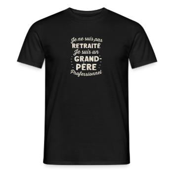 Pas retraité, Grand-père professionnel - Humour - Men's T-Shirt - black - Front - AI Model Male 178 light (178cm)