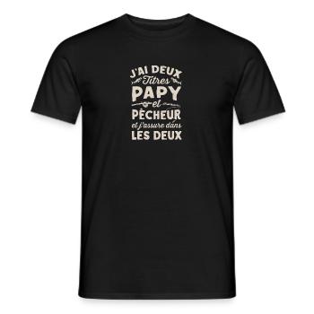 Papy & Pêcheur Humour Pêche Retraité Rigolo Poisso - Men's T-Shirt - black - Front - AI Model Male 178 light (178cm)