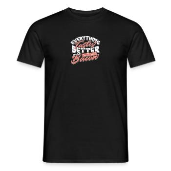 mit Speck schmeckt alles besser - Bacon - Männer T-Shirt - Schwarz - Vorne - AI Model Male 178 light (178cm)