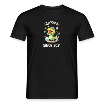Kids Dinos Birthday Party | Awesome since 2021 - Men's T-Shirt - black - Front - AI Model Male 178 light (178cm)