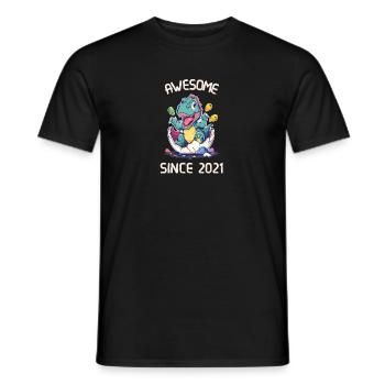 Kids Dinos Birthday Party | Awesome since 2021 - Men's T-Shirt - black - Front - AI Model Male 178 light (178cm)