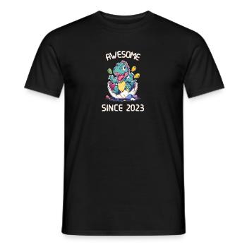 Kids Dinos Birthday Party | Awesome since 2023 - Men's T-Shirt - black - Front - AI Model Male 178 light (178cm)