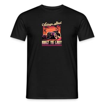 Hot Rod, Acier Vintage, Rétro Muscle Car Femmes - T-shirt homme - noir - Devant - AI Model Male 178 light (178cm)