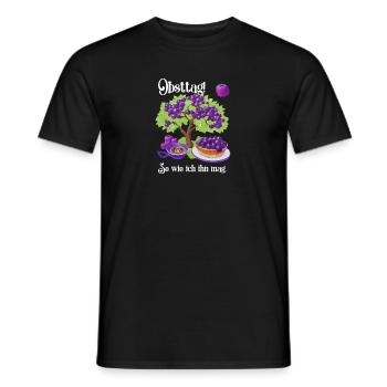 My fruit day: plum cake and coffee - Men's T-Shirt - black - Front - AI Model Male 178 light (178cm)