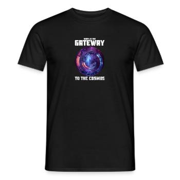 Death is the gateway to the cosmos - Halloween - Men's T-Shirt - black - Front - AI Model Male 178 light (178cm)