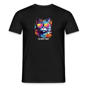I Do What I Want Cat - Men's T-Shirt - black - Front - AI Model Male 178 light (178cm)