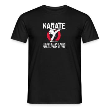 Berühre mich und die erste Stunde ist kostenlos - Kostenloses Karate - Männer T-Shirt - Schwarz - Vorne - AI Model Male 178 light (178cm)