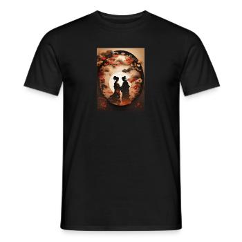 Peinture d’illustration d’art japonais - T-shirt homme - noir - Devant - AI Model Male 178 light (178cm)