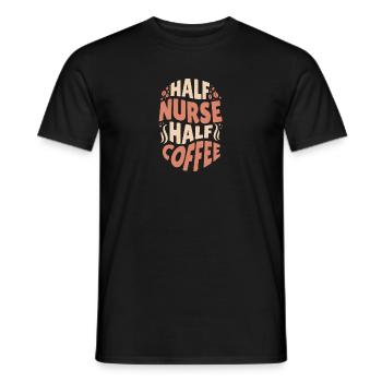 Lustige Krankenschwester, die Kaffee liebt Halb Krankenschwester Halb - Männer T-Shirt - Schwarz - Vorne - AI Model Male 178 light (178cm)