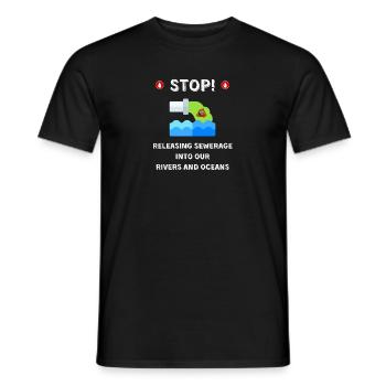 Funny Environmental Stop Sewerage Pollution of - Men's T-Shirt - black - Front - AI Model Male 178 light (178cm)