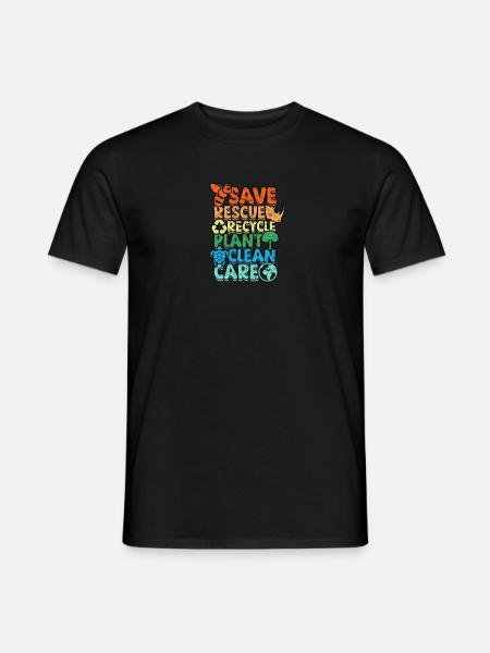 SAVE RESCUE RECYCLE PLANT CLEAN CARE - Environment - Men's T-Shirt - black