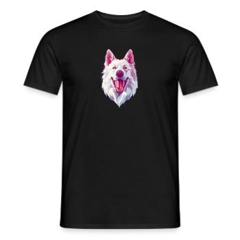 Berger Blanc Suisse | White Shepherd | Cartoon - Men's T-Shirt - black - Front - AI Model Male 178 light (178cm)
