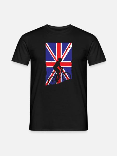 UK mountain biking on distressed UK flag - Men's T-Shirt - black